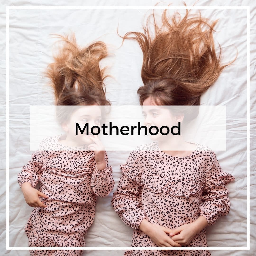 Two girls on a white background - Motherhood category cover image for the GinGin and Roo blog