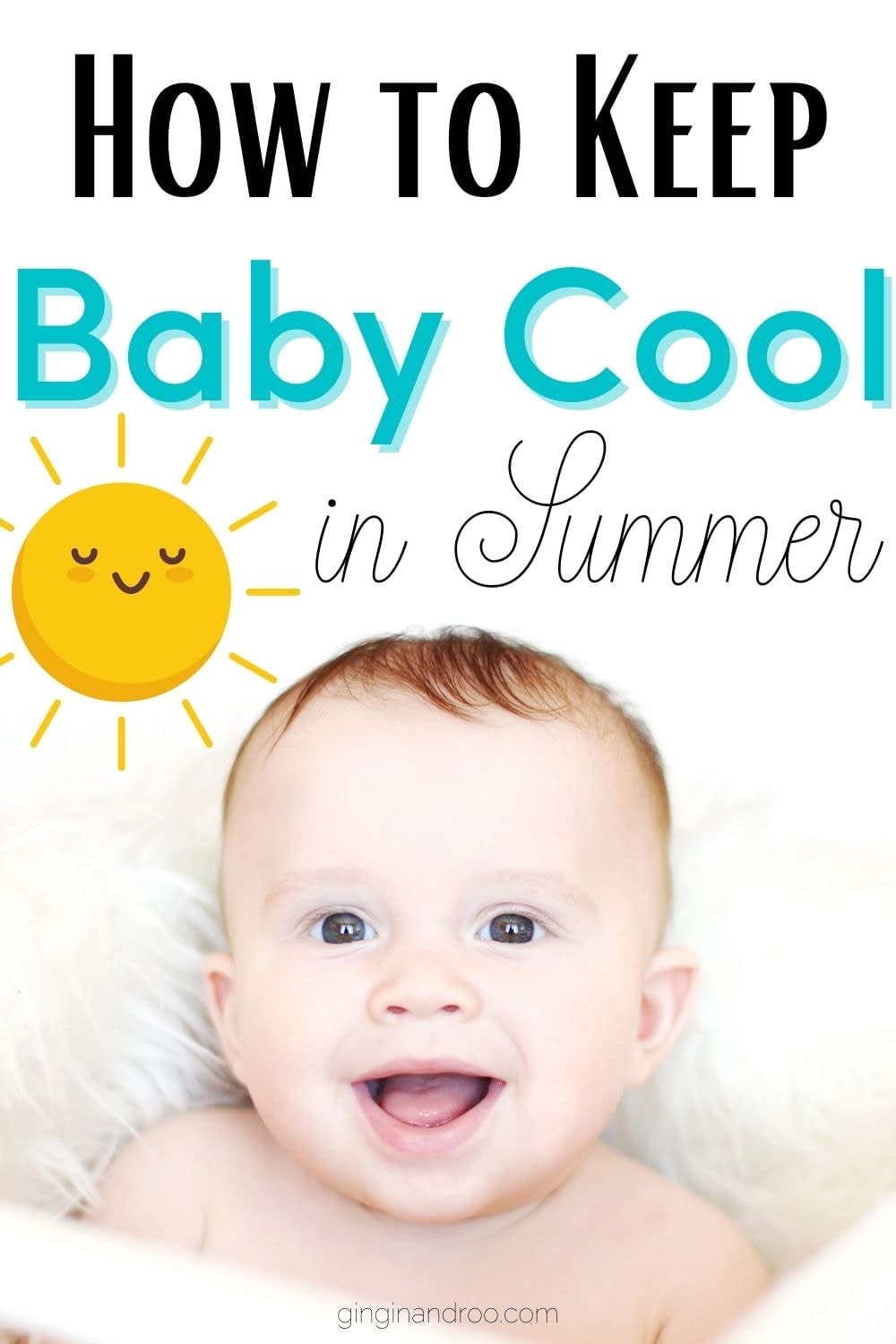 How to Keep Baby Cool in Summer - image of a baby with a cartoon sunshine
