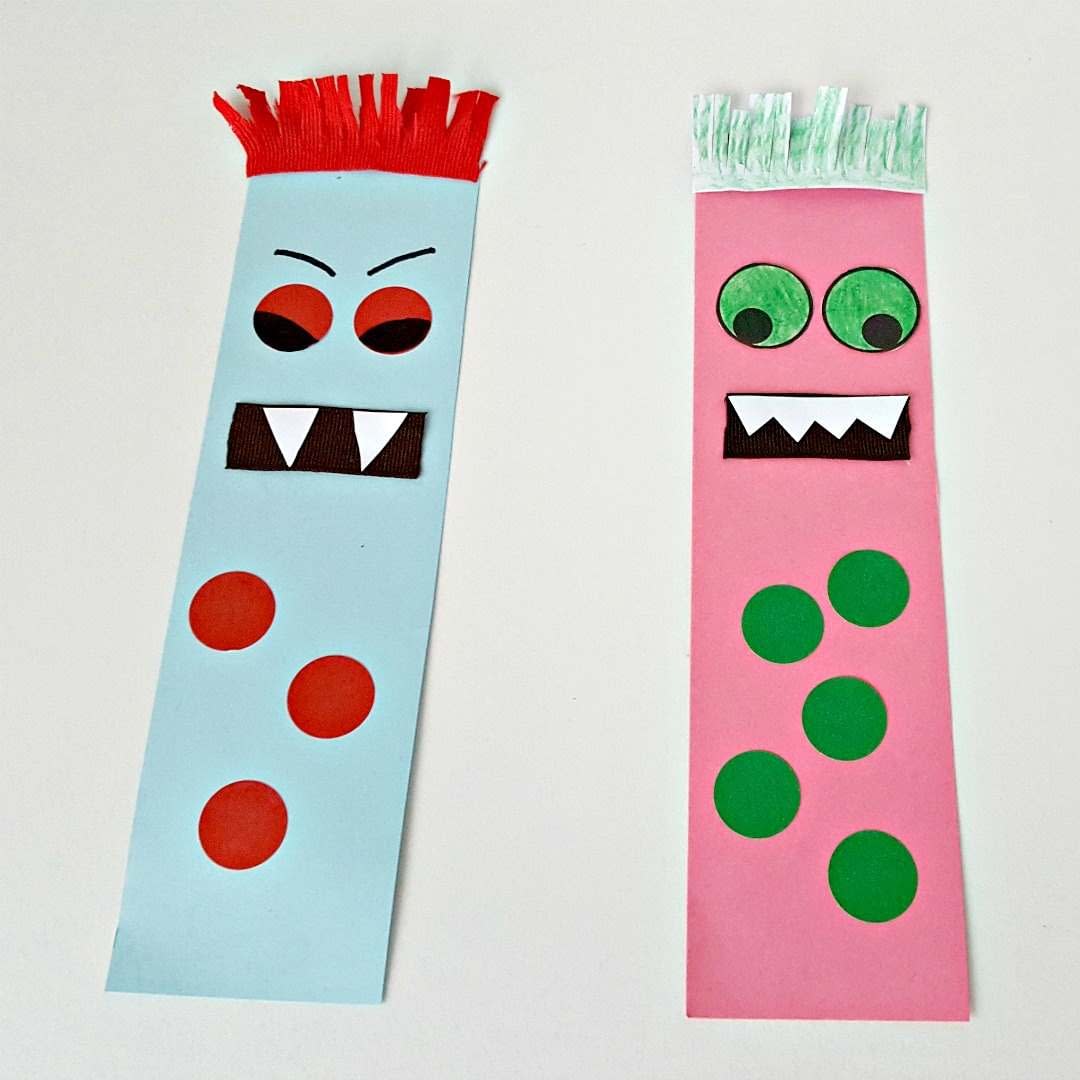 Monster Bookmark Craft - simple halloween crafts for toddlers